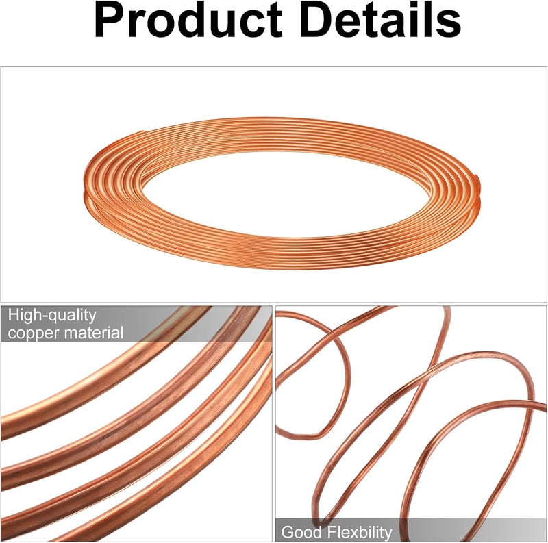 Yaocom أنبوب نحاسي 1/4" OD x 7/16" ID x 10 قدم أنابيب نحاسية للتبريد T2 أنبوب نحاسي لولبي ناعم لأنظمة التكييف، مشاريع DIY، ثلاجات، صناعة - Image 3